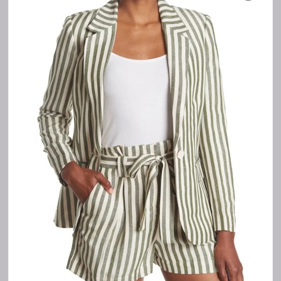 L'AGENCE Jackets & Blazers - L’AGENCE Scout Stripe Blazer In Olive/ Ivory Size 4